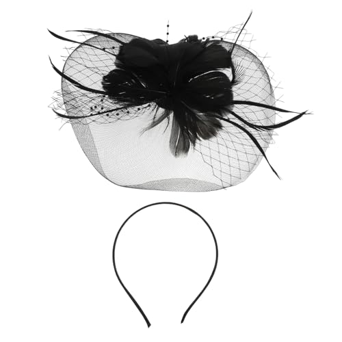 CIYODO Halloween Haarreif mit Feder Schwarzer Festival Kopfschmuck Leichter Gazestoff Kreative Partyhaarbänder für Halloween und Karneval Stilvolles Accessoire für Frauen und Fotografie von CIYODO