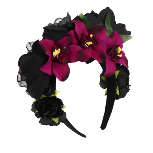 CIYODO Halloween Haarreif mit Großer Stoffrose Vintage Haarschmuck für Party und Cosplay Wiederverwendbares Headpiece für Damen Geeignet für Halloween Karneval und Zufällige Farbe von CIYODO