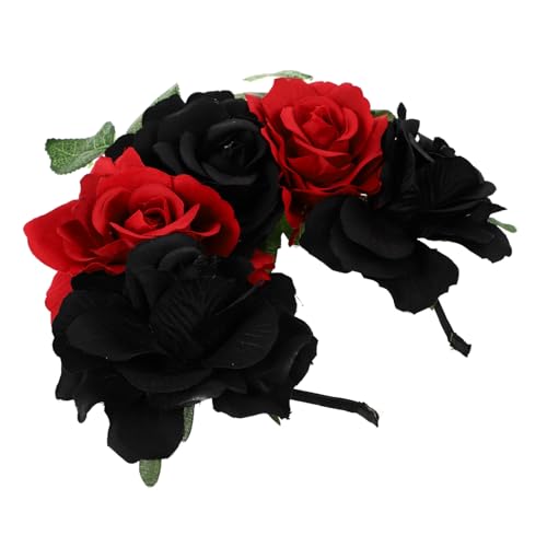 CIYODO Halloween Rosen Haarreif Damen Rotes Schwarzes Blumenstirnband Cosplay Haarschmuck Party Stirnband Frauenfest Accessoire CIYODO Halloween Rosen Haarreif Damen Rotes Schwarzes Blumenstirnband Cosplay Haarschmuck Party Stirnband Frauenfest Accessoire von CIYODO