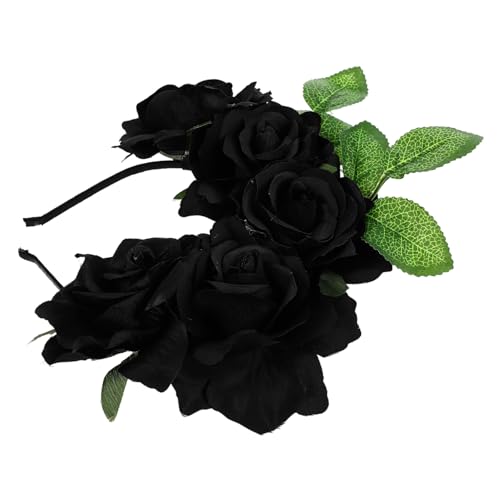CIYODO Halloween Rosen Haarreif mit Künstlichen Rosen Langlebiger Haarschmuck für Damen Stilvolles Blumenstirnband für Party Cosplay und Festliche Kostüme von CIYODO