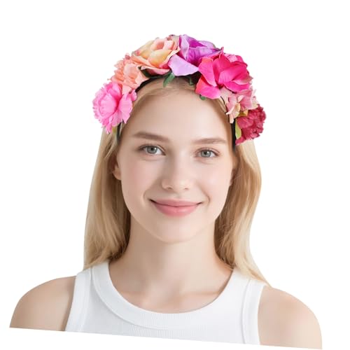 CIYODO Halloween Rosenblumen Haarreif Damen Leichtes Polyester Haarschmuck für Party Festival Kostüm Kopfschmuck in Violett Rosa CIYODO Halloween Rosenblumen Haarreif Damen Leichtes Polyester Haarschmuck für Party Festival Kostüm Kopfschmuck in Violett Rosa von CIYODO