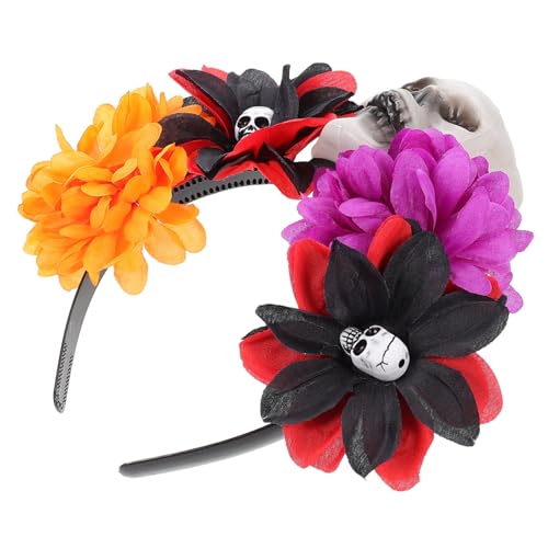 CIYODO Halloween Stirnband mit Rosen und Skelettmotiv Leichtes Party Haarband für Damen Komfortabel für Halloween Karneval Maskerade und Cosplay Modischer Haarschmuck für Festlichkeiten von CIYODO