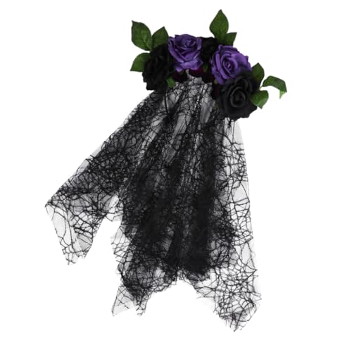 CIYODO Halloween Totenkopf Haarreif mit Langem Schleier Leichter Cosplay Kopfschmuck für Party Kostüm Bequemes Einfaches Tragen Geeignet für Halloween Karneval und Festival von CIYODO