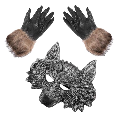 CIYODO Halloween Werwolf Masken mit Wolf Maske und Wolf Handschuhen Umweltfreundlich für Halloween Kostüm Cosplay und Party Dekoration von CIYODO