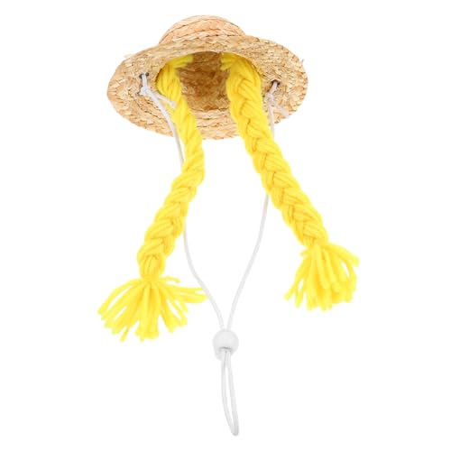 CIYODO Handgefertigter Sonnenblumen-strawhat mit Zopf Kleines Dekoratives Diy-hut-accessoire für Garten-gänsefiguren Wetterfeste für Veranda und Außenbereich von CIYODO