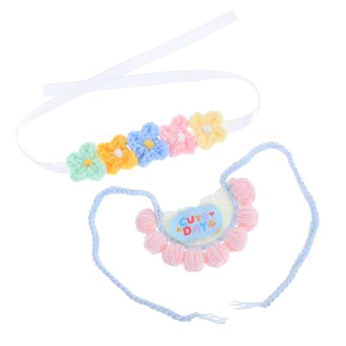 CIYODO Handgestricktes Puppenzubehör mit Blumen Haarband und Puppentuch Weiches Dekoratives Accessoire für Kuscheltiere und Sammlerpuppen Vielseitig für Mädchen und Sammlungen von CIYODO
