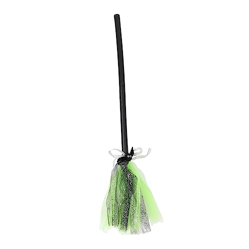 CIYODO Hexenbesen Cosplay Zubehör Abnehmbar Langlebig Stabil für Halloween Kostüm Party Zauberbesen Silber Grün Zweigeteilt Einheitsgröße von CIYODO