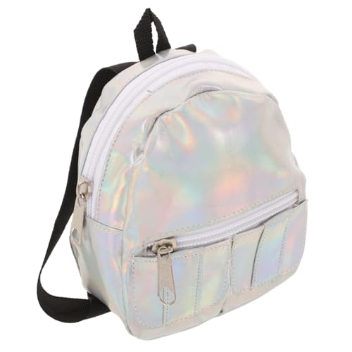 CIYODO Holografischer Puppenrucksack Mädchen Schultasche mit Schillerndem Metallic Design Multifunktional als Buch und Spielzeugtasche für Kindergarten und Vorschule Silberfarben von CIYODO