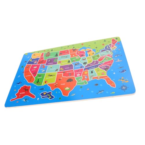 CIYODO Holz Usa Karte Puzzle für Lernspielzeug zur Geografie Puzzle für Usa und Fördert Sprachfähigkeiten und Kognitive Entwicklung für Jungen im Alter von Jahren von CIYODO