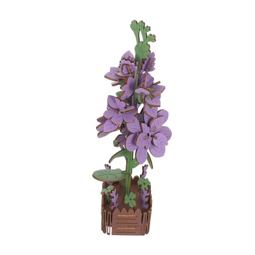 CIYODO Holzblumen Puzzle Violettes DIY Blumenbouquet Bausatz Robustes Holzmaterial Pädagogisches Puzzle für Erwachsene Kreatives Bastelspiel Dekoratives Blumenarrangement von CIYODO