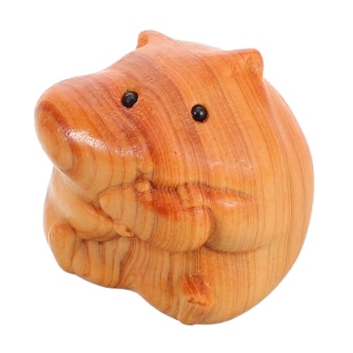CIYODO Holzhandwerk Holzschnitzerei Hamsterfigur Kleine Tierfiguren Aus Holz Geschnitztes Tier Tierfigur Kreative Hamsterdekoration Holzgeschnitzte Hamsterstatue Holzskulptur Khaki von CIYODO