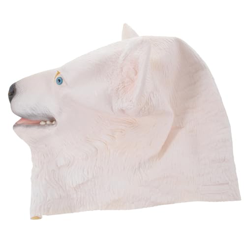 CIYODO Hund Latex Maske Hundekostüm Kopfmaske Halloween-requisiten Kopfbedeckung Hundelatex Horrormaske Maskenrequisiten Maske Cosplay Requisiten Eichhörnchen Kostüm Maske Emulsion Weiß von CIYODO