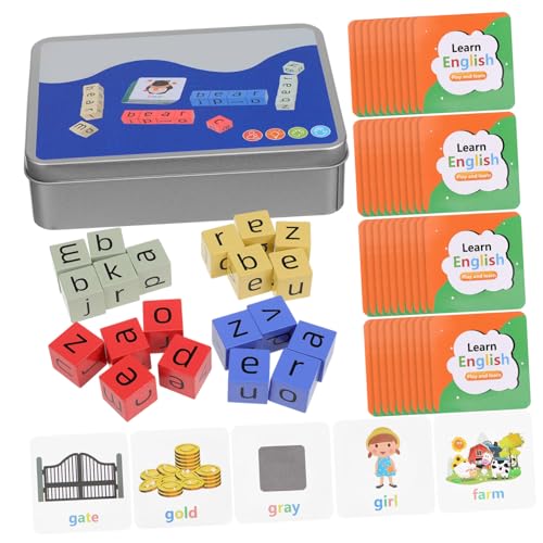 CIYODO Interaktives Rechtschreibspiel Buchstabenwürfel Lernkarten für Alphabet und Wortspiele Holzspielzeug Sprachentwicklung und Lesefähigkeit von CIYODO