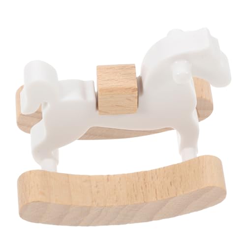 CIYODO Kleines Holzpferd Puppenhaus Schaukelpferd Mini Schaukelpferd Puppenhaus Pferde Puppenschaukelpferd Modell Schaukelpferd Puppenhaus Pferdestuhl Möbel Holz Pp Weiß von CIYODO