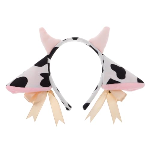 CIYODO Kuhohren Stirnband mit Glocken Plüsch Kuh Kostüm Zubehör Verstellbares Elastisches Haarband für Erwachsene Karikatur Kuhdesign Fotoshooting Party Halloween Cosplay von CIYODO