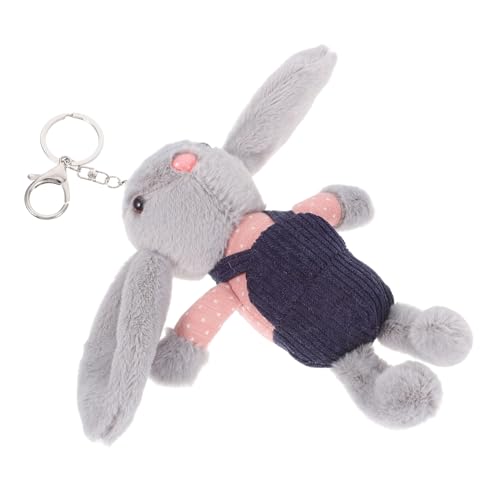 CIYODO Kuscheliges Plüsch Kaninchen mit Süßem Latzhosen Design Weicher Langohren Bunny Schlüsselanhänger Kleines Stofftier Anhänger Babyspielzeug und Niedliche Taschen Deko von CIYODO