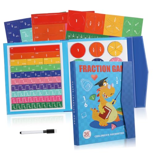 CIYODO Magnetisches Bruchrechnen Lernbrett mit Bunten Abwischbaren Bruchkreisen und Streifen Tragbares Montessori Mathe Lernspielzeug für Grundschüler Interaktives Bruchrechnen von CIYODO