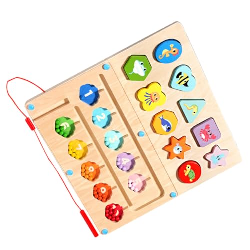 CIYODO Magnetisches Holzspielzeug Meeres Thema Lernspielzeug Motorikfördernd Montessori Pädagogisch Holzperlen Labyrinth Puzzle für Vorschulkinder von CIYODO