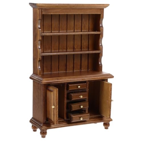 CIYODO Maßstab Braunes Mini Möbel für Puppenhaus Dekoration Stabiles Platzsparendes Mini Regal für Miniatur Schlafzimmer und Esszimmer von CIYODO