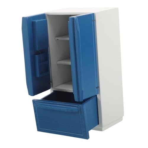 CIYODO Maßstab Holzmodell Doppeltüriger Puppenhaus Küchenschrank Realistisches Mini Kühlschrank für Rollenspiele und Miniaturmöbel von CIYODO