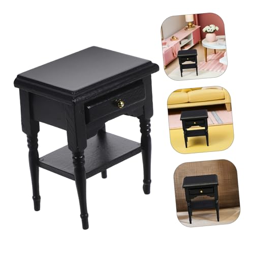 CIYODO Maßstab Puppenhaus Zubehör Schwarzer Miniatur Nachtschrank Handwerkskunst Robust für DIY Puppenmöbel Detailreiche Miniatur Wohnzimmerschrank Dekoration von CIYODO