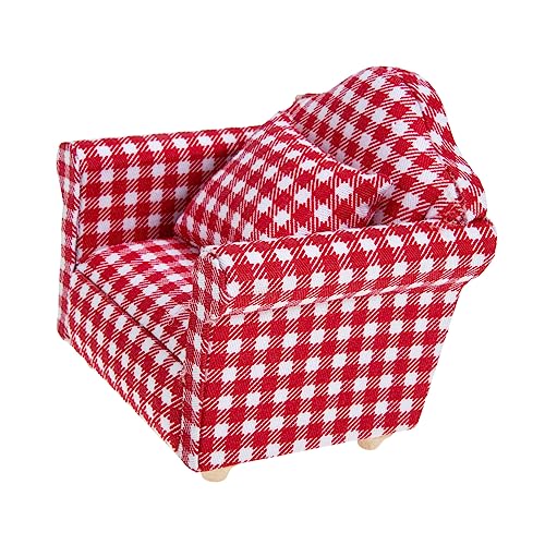 CIYODO Maßstab Rotes Einzelsofa mit Kissen Wohnzimmerszene Mini Möbel Dekoration für Puppenhäuser CIYODO Maßstab Rotes Einzelsofa mit Kissen Wohnzimmerszene Mini Möbel Dekoration für Puppenhäuser von CIYODO