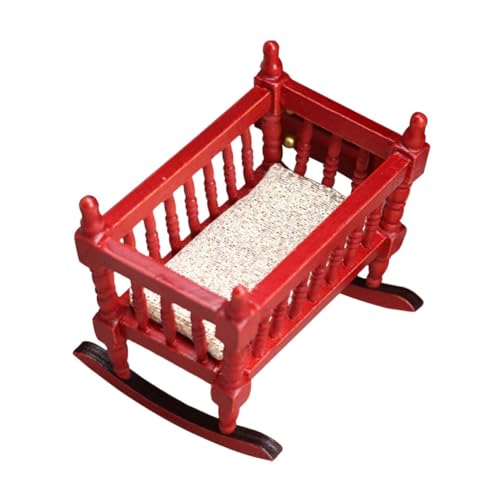 CIYODO Maßstab Rotes Holz Babybett Dekoration Kinderzubehör Lebensnahes Modell für DIY und Puppenhaus CIYODO Maßstab Rotes Holz Babybett Dekoration Kinderzubehör Lebensnahes Modell für DIY und Puppenhaus von CIYODO