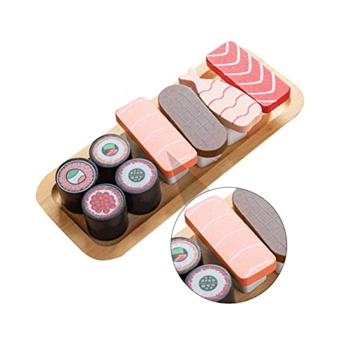 CIYODO Mini Holz Sushi Realistische Simulation von Sushi und Brot Glatte Oberfläche Kinderfreundliches Rollenspiel für Jungen und Mädchen Küchen und Kochspielzeug für Kreative Eltern von CIYODO