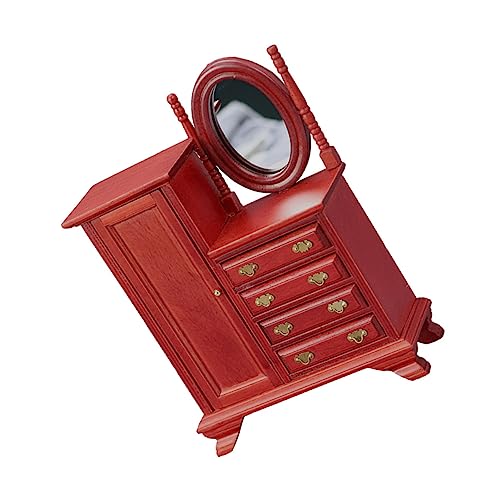 CIYODO Mini Schminktisch mit Schublade Retro Stil Kleine Dekoration für Puppenhaus Schlafzimmer Lebensechte Miniaturkommode für Sammler von CIYODO