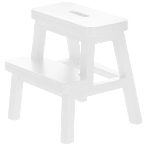 CIYODO Mini-tritthocker Stühle Dekoration Puppenhaus Zubehör Winziges Mini-verzierung Mini-hocker Kleiner Runder Hocker Hocker-Modell Dekorativer Mini-haushocker Schemel Hölzern Weiß von CIYODO