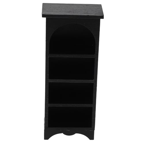 CIYODO Miniatur Bücherregal aus Holz Langlebiges Miniaturmöbel für Puppenhaus Dekoration Realistisch Gestaltetes Schwarzes Bücherregal Vielseitiges Modell für Bjd Szenen und von CIYODO