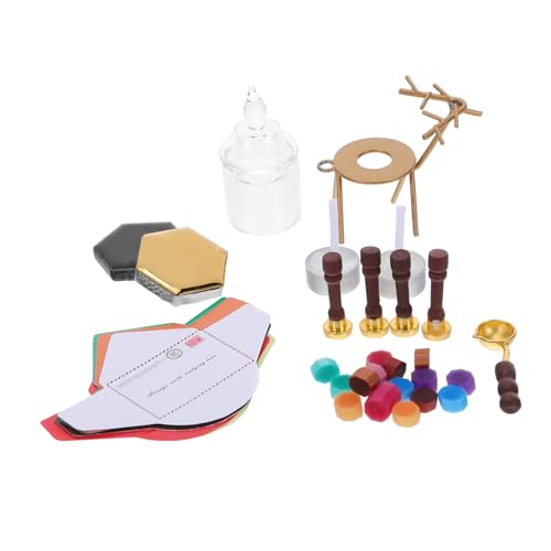 CIYODO Miniatur Feuerwachssiegel Stempel Set Dollhouse Weihnachtsmotiv Miniatur Briefversiegelung DIY Basteln Zubehör für Puppenhaus Dekoration von CIYODO