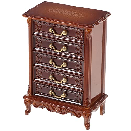 CIYODO Miniatur Holzschrank für Puppenhaus Mini Kommode Realistische Miniaturmöbel Kleines Regal für Mini Haus Geeignet als Puppenhaus Zubehör von CIYODO