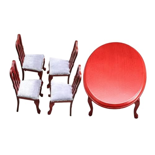 CIYODO Miniatur Möbel Set Europäischer Stil Holz Esszimmer Tisch und Stühle Rotbraun Platzsparend Detailreich Vielseitig für Puppenhaus und Dekoration CIYODO Miniatur Möbel Set Europäischer Stil Holz Esszimmer Tisch und Stühle Rotbraun Platzsparend Detailreich Vielseitig für Puppenhaus und Dekoration von CIYODO