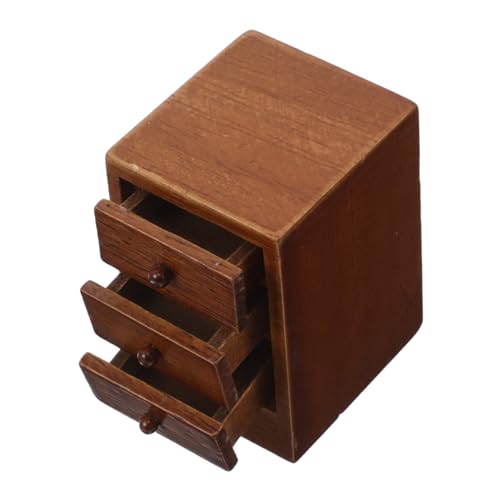 CIYODO Miniatur Nachttisch aus Robustem Gummiholz Miniatur Schlafzimmermöbel mit Kastanienbrauner Puppenhaus Nachtschrank für Realistische Puppenhaus Dekoration von CIYODO