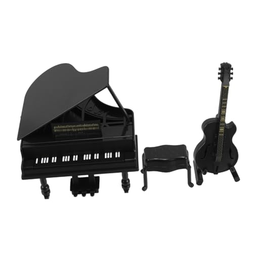 CIYODO Miniatur Puppenhaus Musikinstrument Set mit Realistischer Deko Schwarzes Flügel Klavier und Gitarre Detailgetreues Modell für Sammler und Musikliebhaber Puppenhaus Zubehör von CIYODO