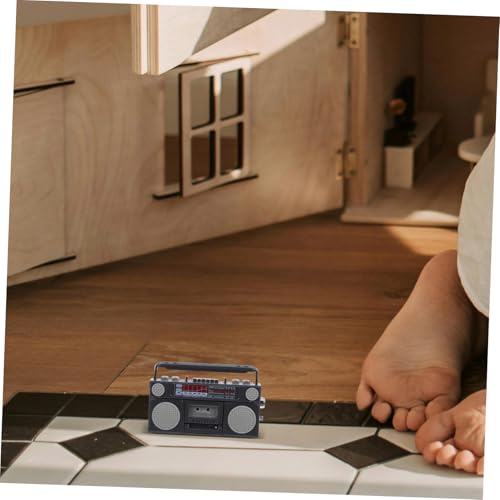 CIYODO Miniatur Radio Modell Puppenhaus Dekoration Detailgetreues Glattes Kunststoffmodell Schwarzes Vintage Design Realistische Miniatur für Puppenhaus Zubehör von CIYODO
