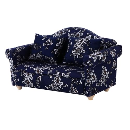 CIYODO Miniblau Blumensofa Spielhaus Sofa Modellsofa Mini-Sofa Sofa-Modell Dorf Hu Tongmu Blue von CIYODO