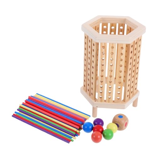 CIYODO Montessori Holz Brettspiel Bunte Holzstäbchen Stapelspiel Feinmotorik für Kleinkinder Pädagogisches Lernspielzeug Eltern Junge Mädchen Interaktion Natürlicher Holzgriff von CIYODO