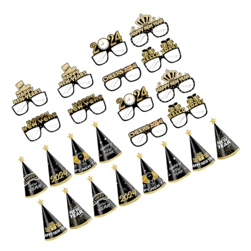 CIYODO Neujahrsbrillen Teilig Schwarz Gold Papier Brillen Hüte Kinderparty Foto Requisiten für Silvester und Geburtstagsfest von CIYODO