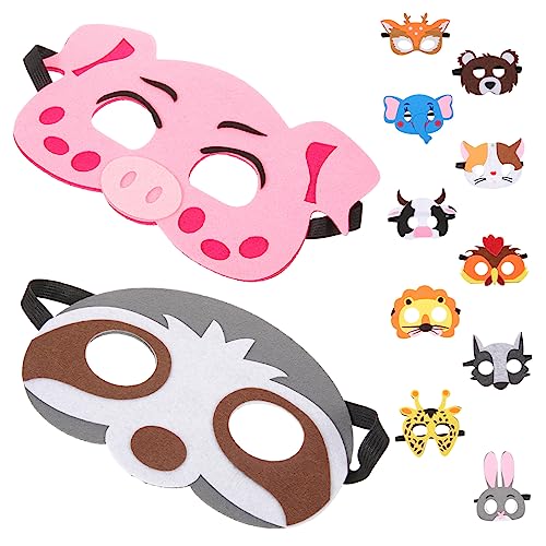 CIYODO Nutztier Party Tiermaske aus Filz Masken Dekorative Geburtstag Wald Maske für Zoo Cosplay Partyzubehör Tiermaskendekoration Anzieh Tiermasken Motto Wilder Halloween Dschungel von CIYODO