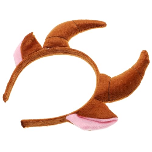 CIYODO Ox Horn Stirnband Kostüm Kopfschmuck Tierohren Party Haarreif Braun für Jungen Mädchen Halloween Cosplay Zubehör von CIYODO