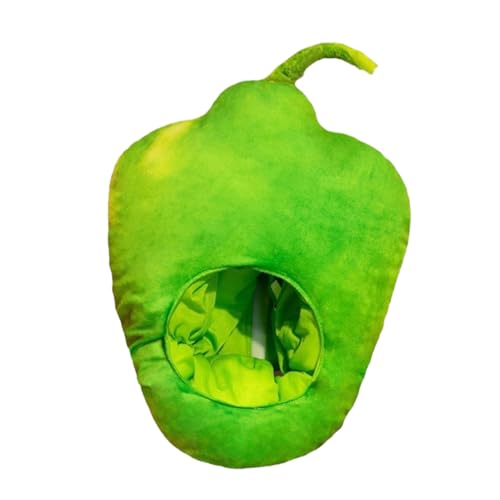 CIYODO Cosplay-Kopfbedeckung Party-chili-stirnband Kopfbedeckung Grünem Chili-kostümhut Pfefferhaubenhut Chili-kopf-boppers Pflanzliche Kopfmaske Kleidung Plüsch Foto Hut Grünes Pfeffer von CIYODO