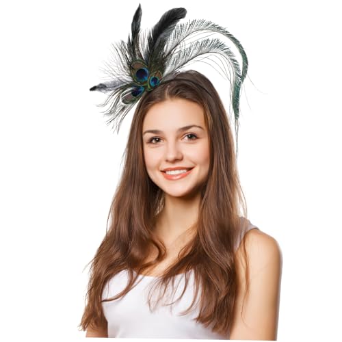 CIYODO Pfauenfedern Haarschmuck Stirnband Langlebig Modisch Bunter Federschmuck Kopfschmuck für Karneval Maskerade Halloween Party CIYODO Pfauenfedern Haarschmuck Stirnband Langlebig Modisch Bunter Federschmuck Kopfschmuck für Karneval Maskerade Halloween Party von CIYODO
