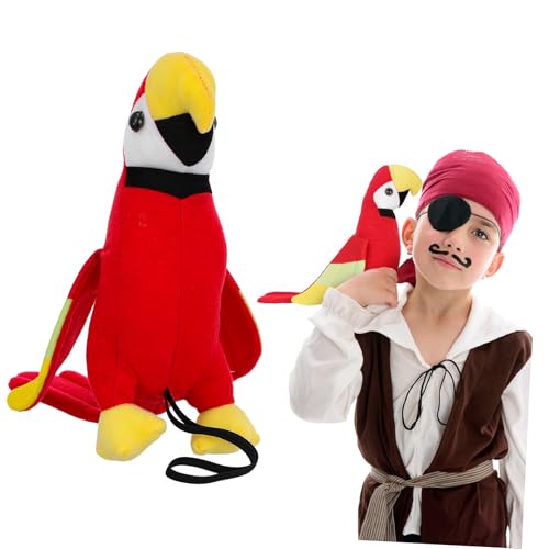 CIYODO Piratenkostüm Zubehör Plüsch Papagei zum Umhängen Kinderfreundliches Piratenspielzeug Realistische Schulter deko für Halloween Geburtstagsfeiern Leuchtend und Kuschelig von CIYODO