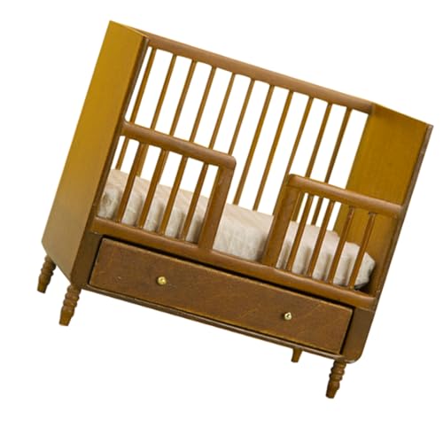 CIYODO Puppenbett- Fee deko für kinderwagrn Holz Bett Dollhouse Accessories zartes Minibett Mini-Bett-Möbel Miniatur-Puppendekor Birkensperrholz von CIYODO