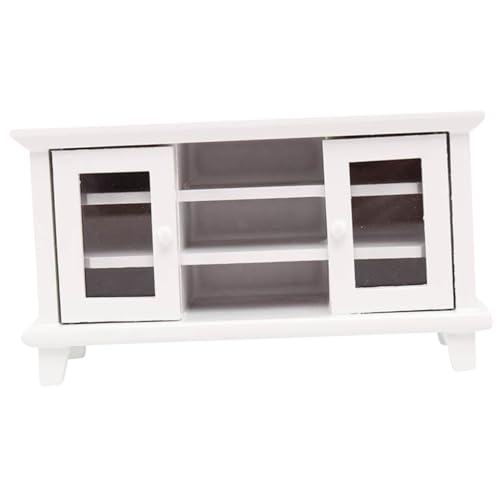 CIYODO Puppenhaus Mini Holz Tv Schrank Weiß Wohnzimmer Möbel Dekoration Holz Miniatur Tv Schrank für Puppenhaus Zubehör Möbel von CIYODO