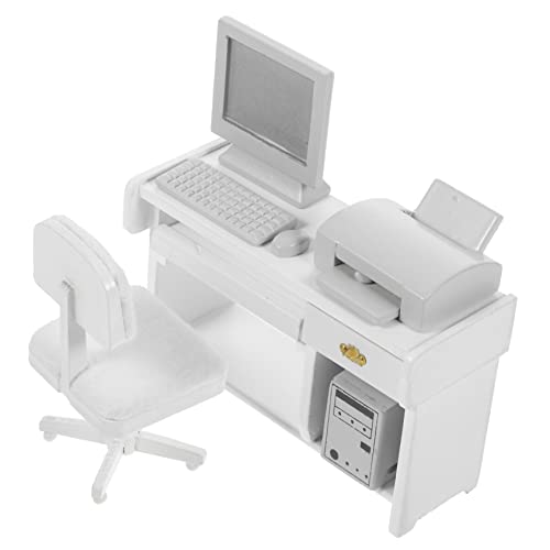 CIYODO Puppenhaus Möbel Modell mit Computer Tastatur Drucker Holzspielzeug für Kreative Rollenspiele von CIYODO