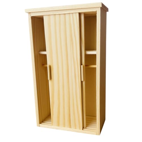 CIYODO Puppenhausgarderobe Möbel für Dollhouse Miniaturmöbel Minischrank Miniatur Kleiderschrank Puppenhaus-Kleiderschrank Tell vor, zu Puppenhaus-Nachttische Holz von CIYODO