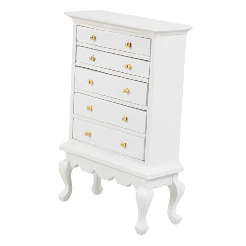 CIYODO Puppenhausschrank Mini- Puppenmöbel Bausatz Familie Puppenhäuser Miniaturen Mini Möbel Für Dollhouse Puppenhausmöbel Träger Puppenzubehör Winziges Sitz Weiß Holz von CIYODO